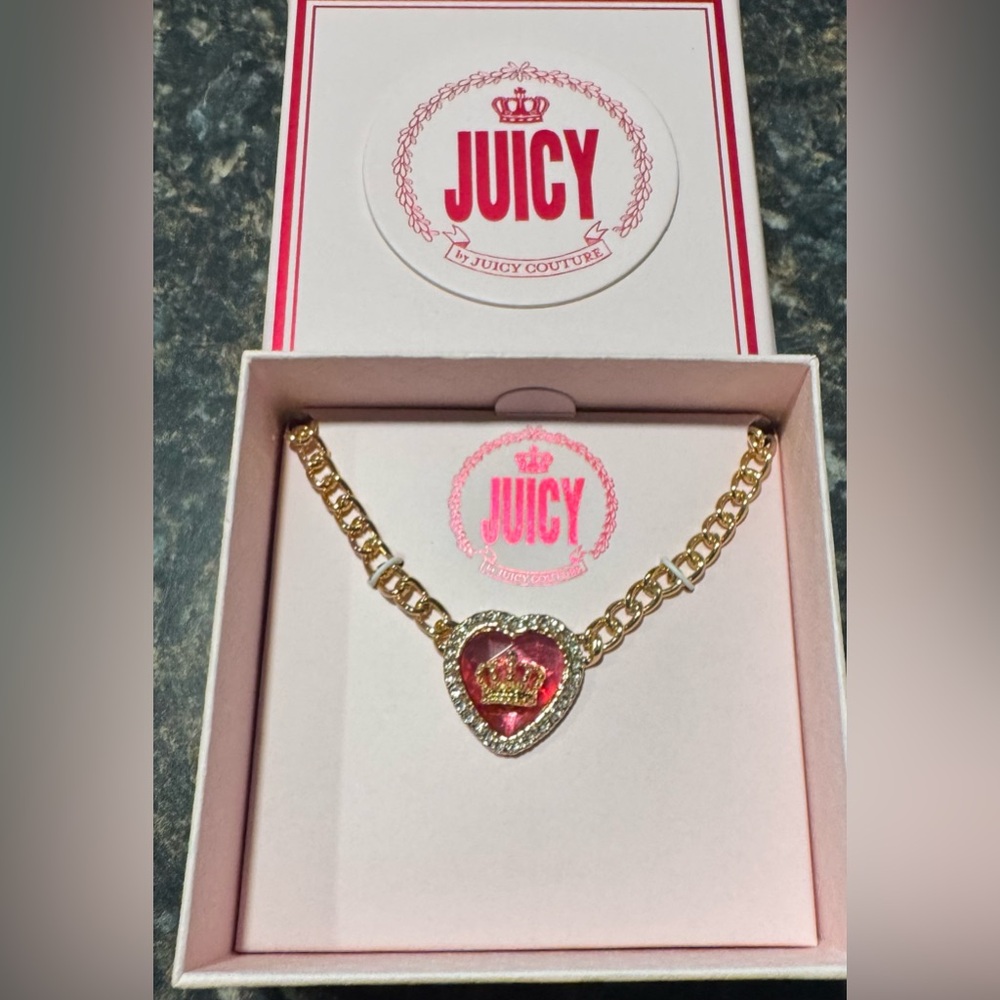 Juicy Couture Gold Bracelet with Pink Heart Charm